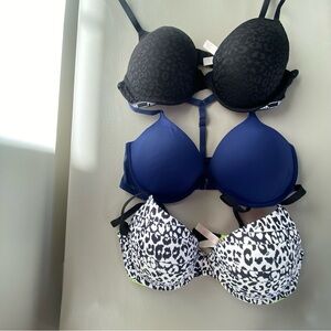 Pink VS Stylish Women's Intimates Set of 3 - Black, Blue, and Black & White